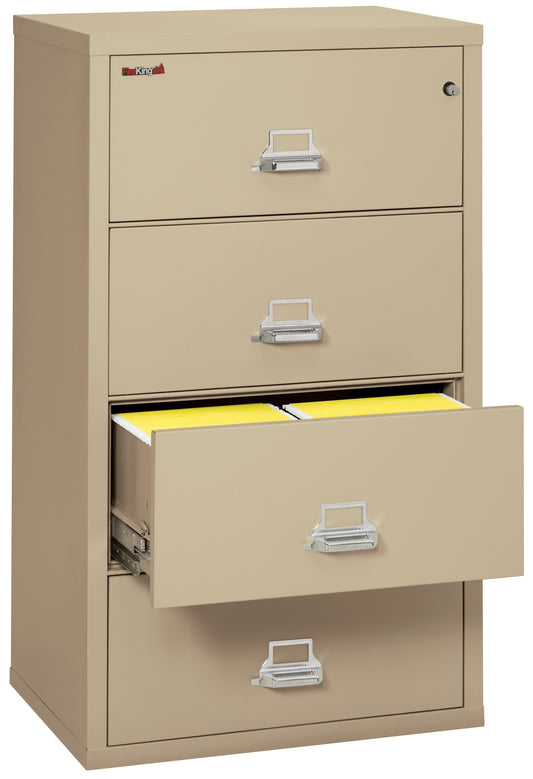 FireKing Fire Resistant File Cabinet - 4 Drawer Lateral 31" Wide - Parchment