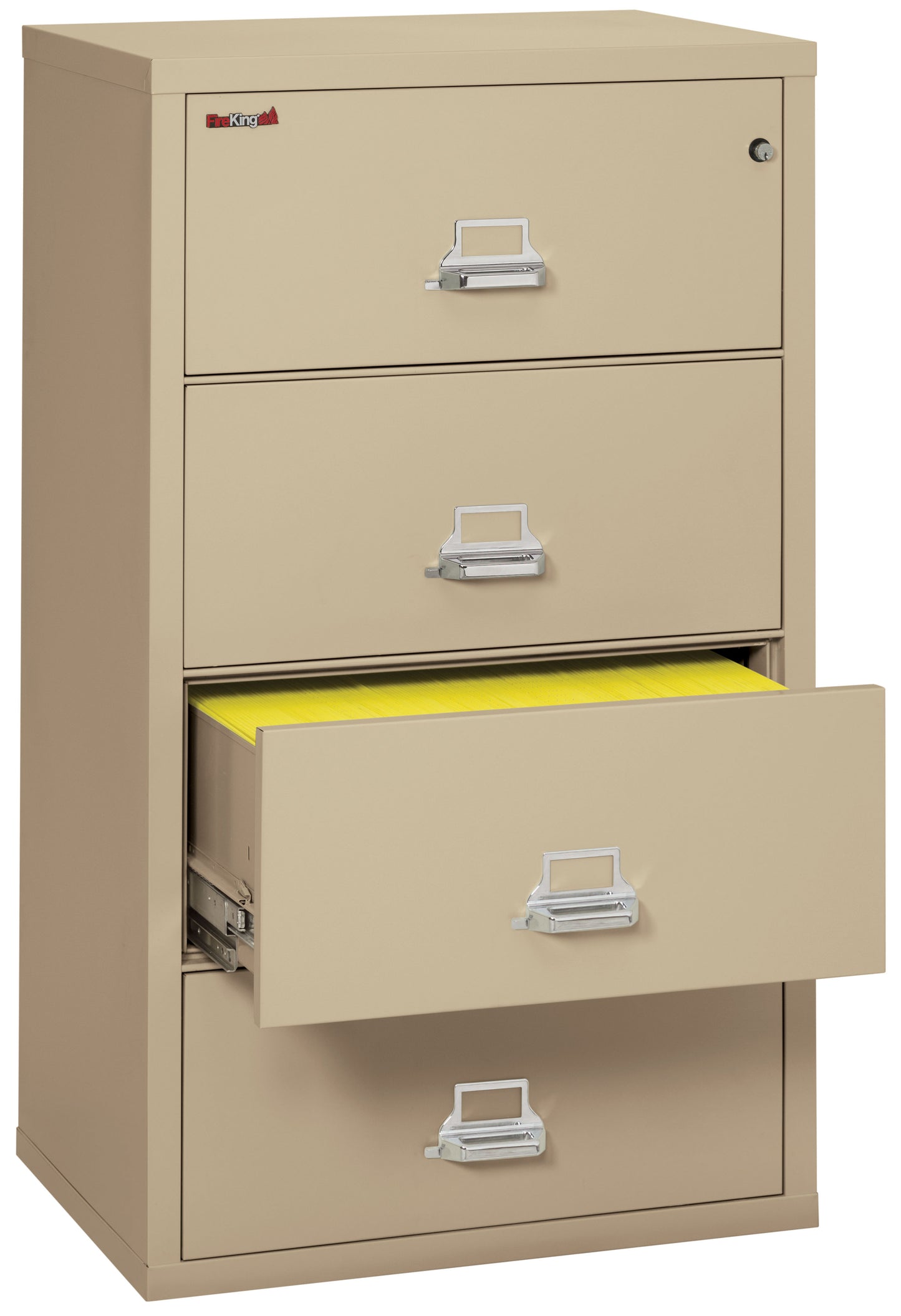 FireKing Fire Resistant File Cabinet - 4 Drawer Lateral 31" Wide - Parchment