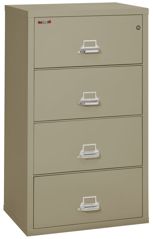 FireKing Fire Resistant File Cabinet - 4 Drawer Lateral 31" Wide - Pewter