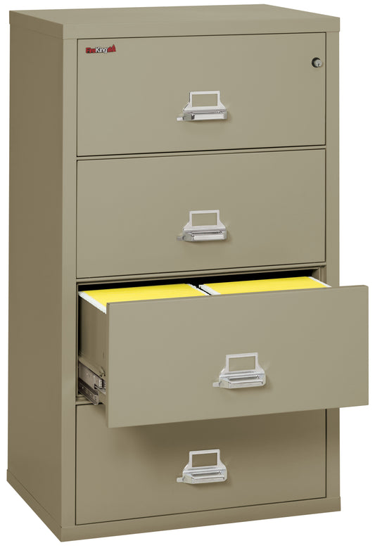 FireKing Fire Resistant File Cabinet - 4 Drawer Lateral 31" Wide - Pewter