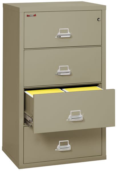 FireKing Fire Resistant File Cabinet - 4 Drawer Lateral 31 Wide - Pewter