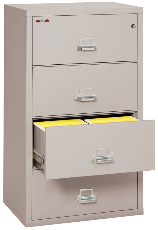 FireKing Fire Resistant File Cabinet - 4 Drawer Lateral 31" Wide - Platinum