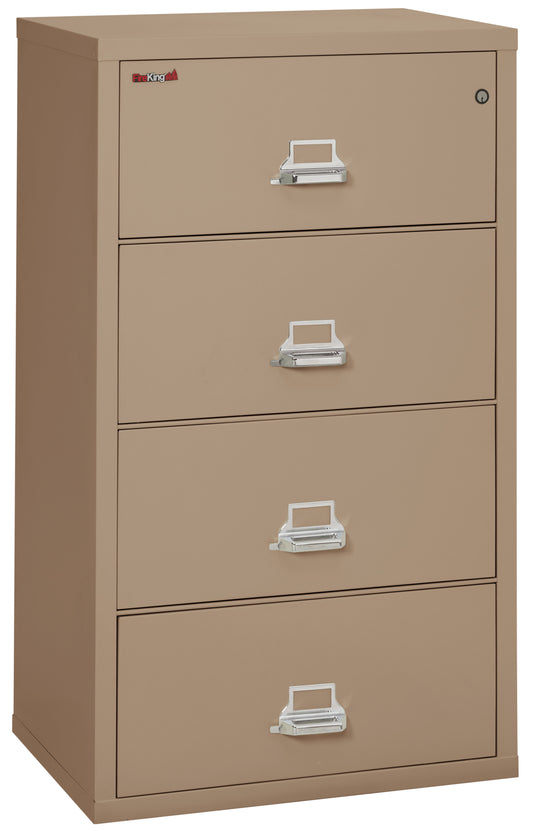 FireKing Fire Resistant File Cabinet - 4 Drawer Lateral 31" Wide - Taupe