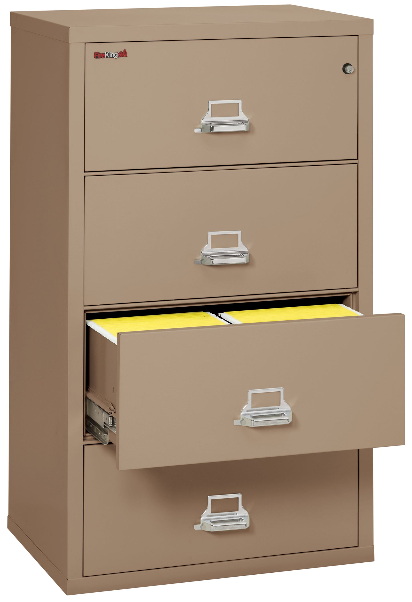 FireKing Fire Resistant File Cabinet - 4 Drawer Lateral 31" Wide - Taupe