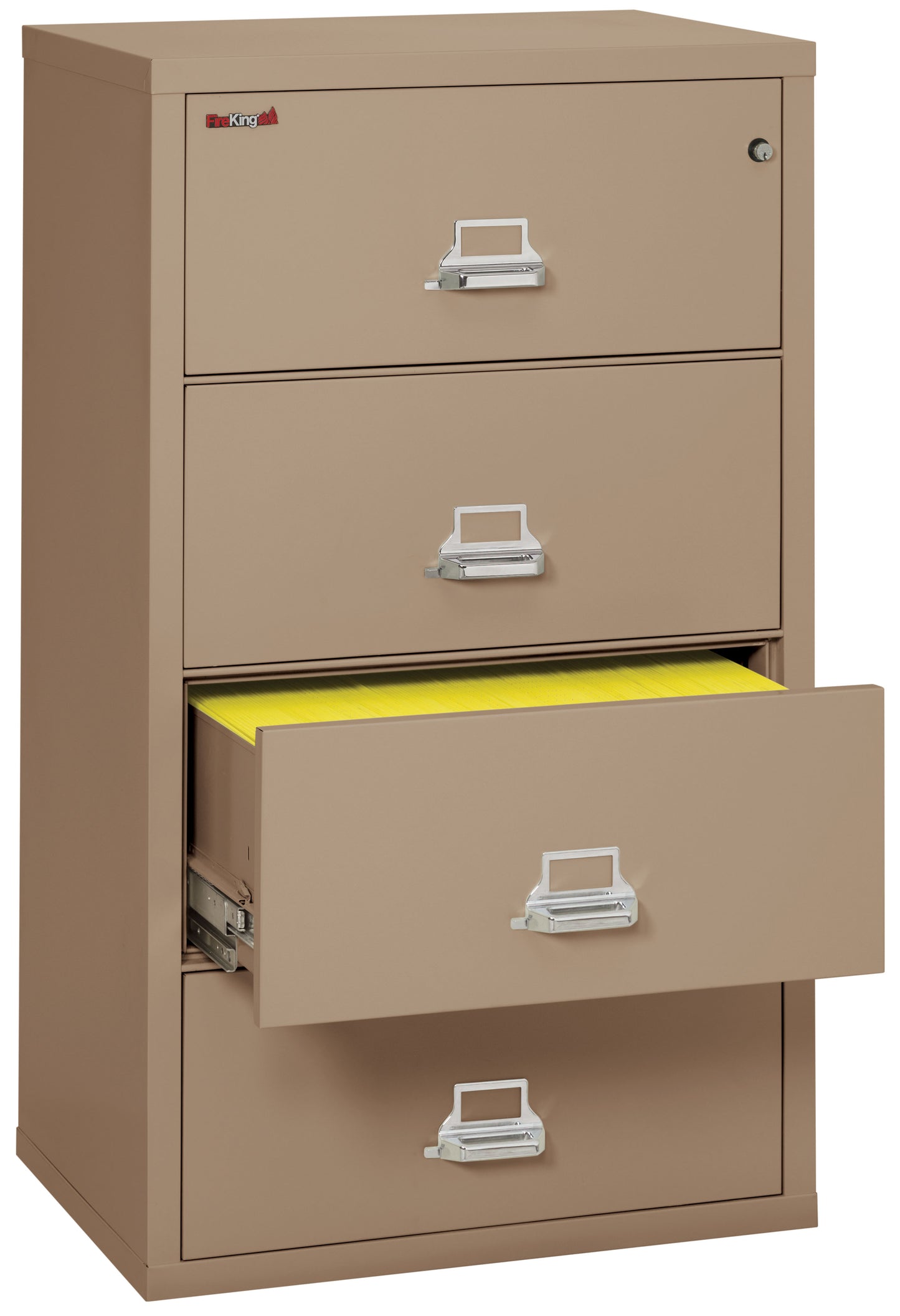 FireKing Fire Resistant File Cabinet - 4 Drawer Lateral 31" Wide - Taupe