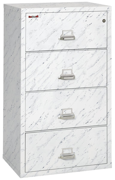 FireKing Fire Resistant File Cabinet - 4 Drawer Lateral 31 Wide - Calcutta Marble