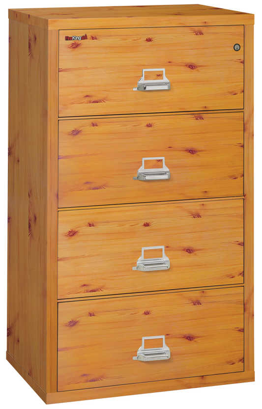 FireKing Fire Resistant File Cabinet - 4 Drawer Lateral 31" Wide - Knotty Pine