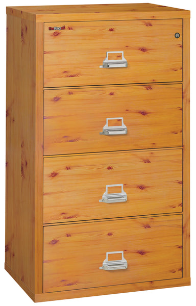 FireKing Fire Resistant File Cabinet - 4 Drawer Lateral 31 Wide - Knotty Pine