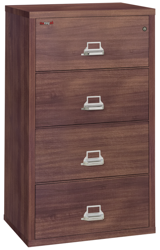 FireKing Fire Resistant File Cabinet - 4 Drawer Lateral 31" Wide - Light Walnut