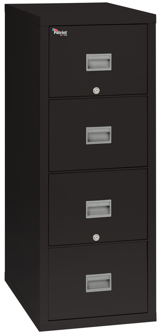 FireKing 1 Hour Fire Resistant 25" depth File Cabinet with 4 Drawers filing Letter or Legal hanging folders- Black