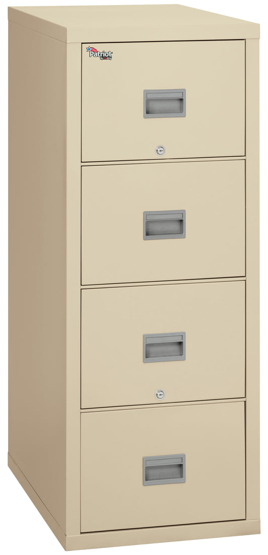 FireKing 1 Hour Fire Resistant 25" Depth File Cabinet with 4 Drawers Filing Letter or Legal Hanging Folders- Parchment