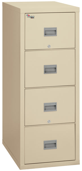 FireKing 1 Hour Fire Resistant 25 Depth File Cabinet with 4 Drawers Filing Letter or Legal Hanging Folders- Parchment