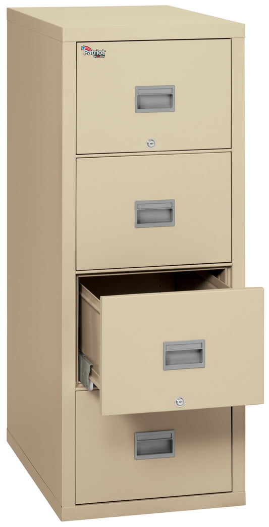 FireKing 1 Hour Fire Resistant 25" Depth File Cabinet with 4 Drawers Filing Letter or Legal Hanging Folders- Parchment