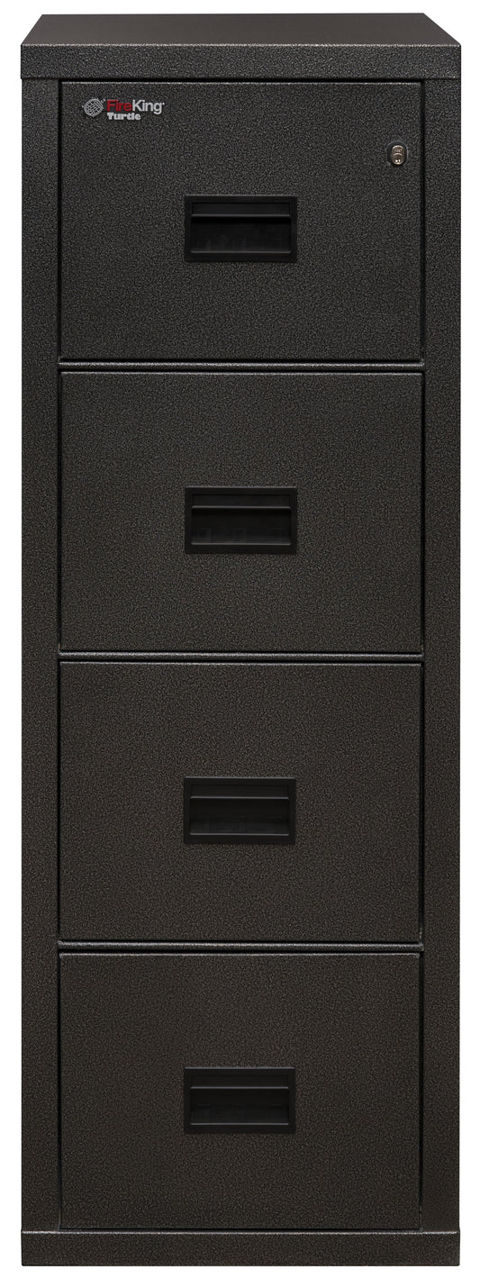 FireKing Fire Rated 4 Drawer 22" Depth Letter/Legal File Cabinet - Black Stone