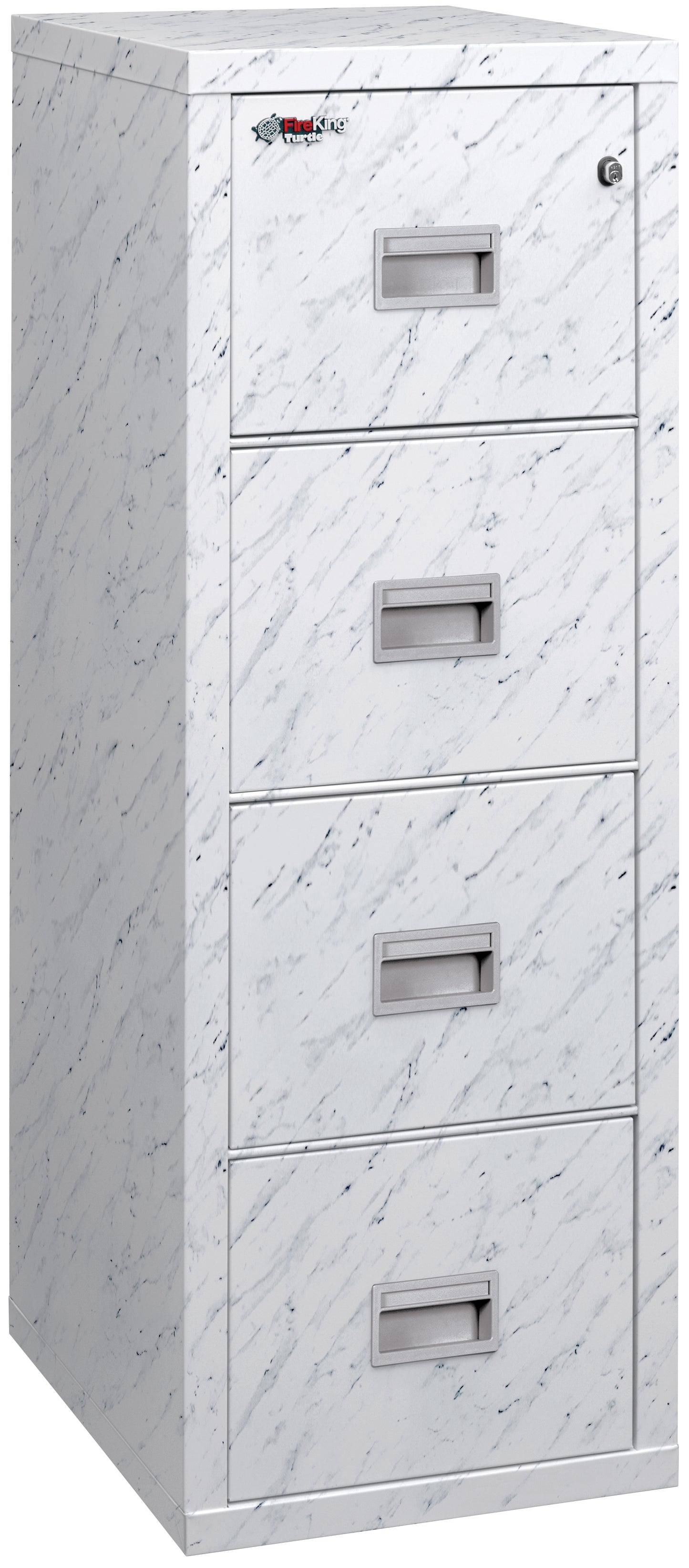 FireKing 1 Hour Fire Resistant File Cabinet - 4 Drawer Legal 25" Depth - Calcutta Marble