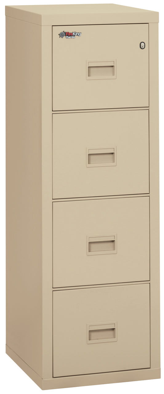 FireKing Fire Rated 4 Drawer 22" Depth Letter/Legal File Cabinet - Parchment