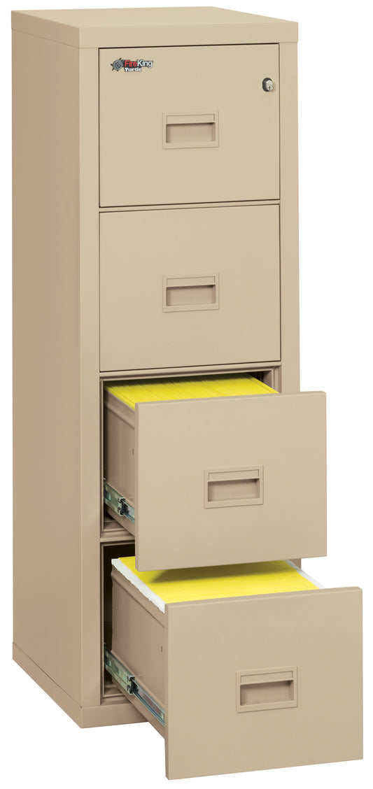 FireKing Fire Rated 4 Drawer 22" Depth Letter/Legal File Cabinet - Parchment