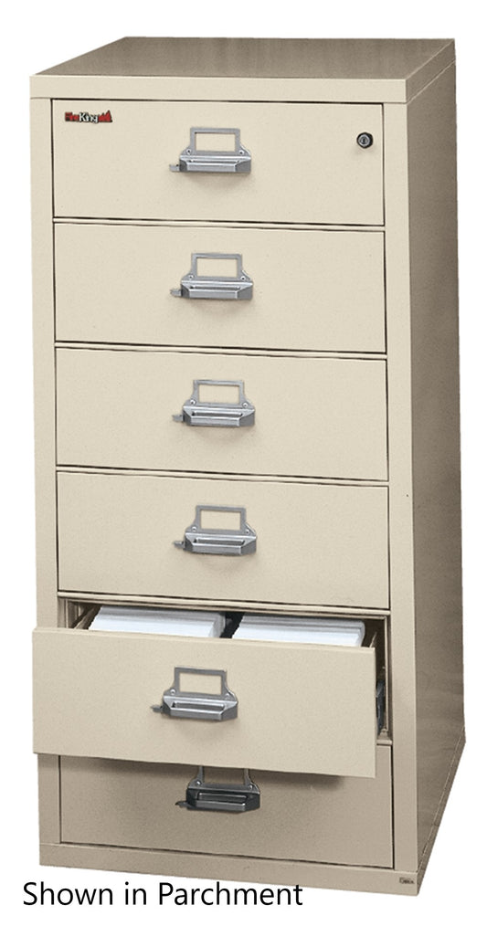 FireKing 6 Drawer Card Check & Note File - Parchment
