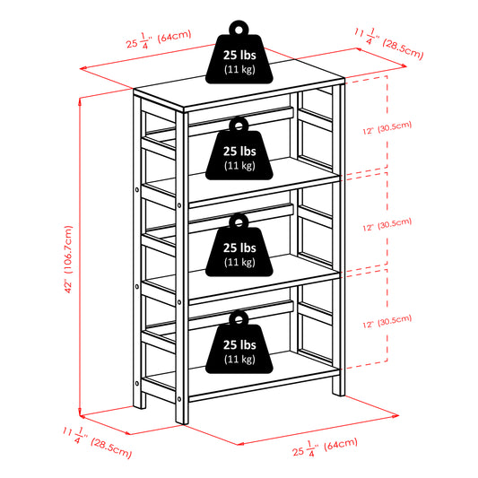 Leo 7-Pc Storage Shelf with 6 Wicker Baskets, Espresso and Walnut