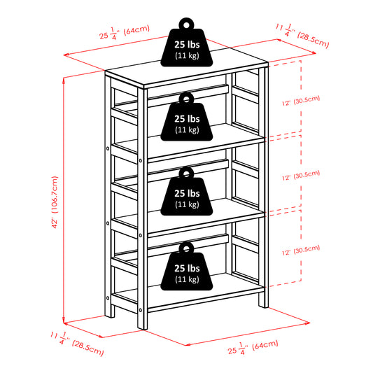 Leo 6-Pc Storage Shelf with 5 Wicker Baskets, Espresso and Walnut