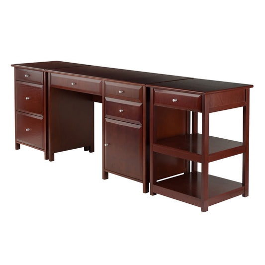 Delta 3-Pc Home Office Desk Set, Walnut