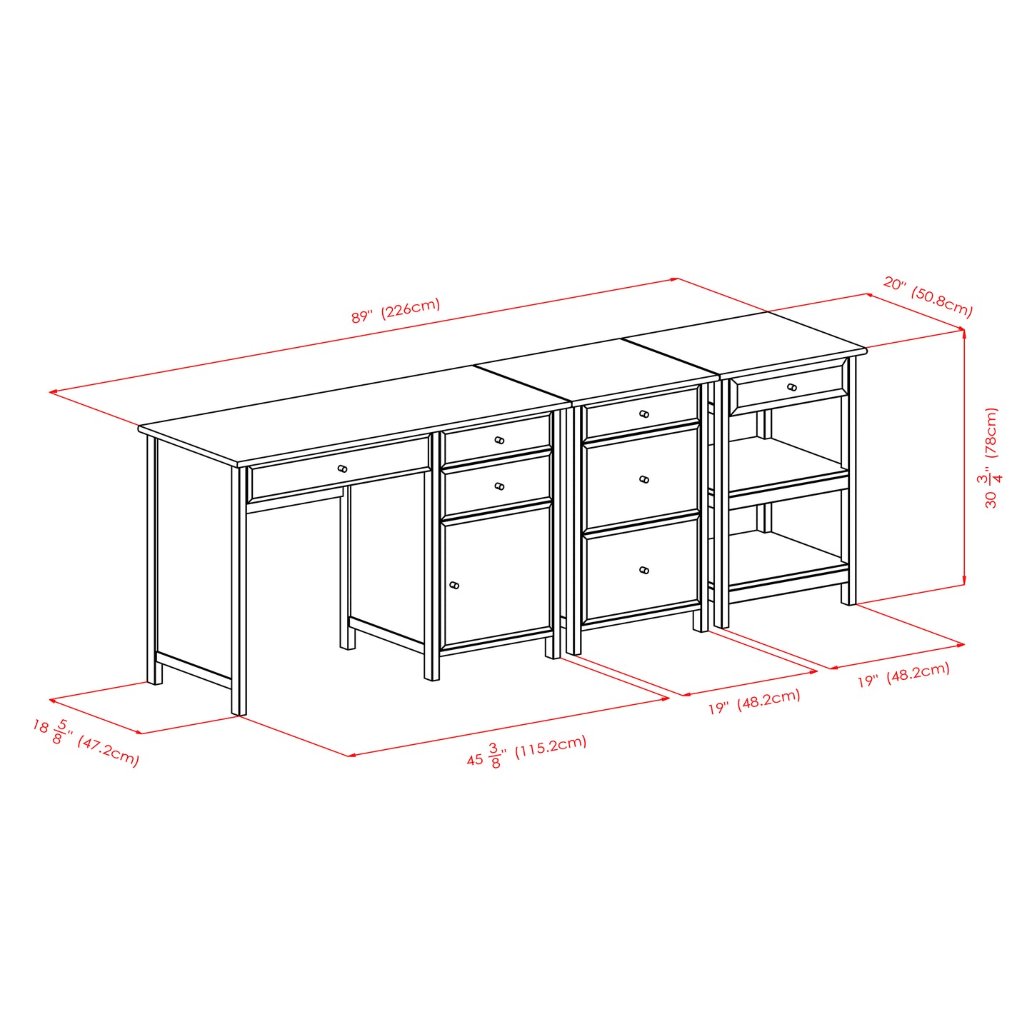 Delta 3-Pc Home Office Desk Set, Walnut