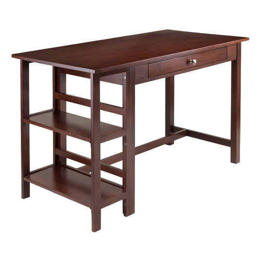 Velda Writing Desk with Shelves, Walnut