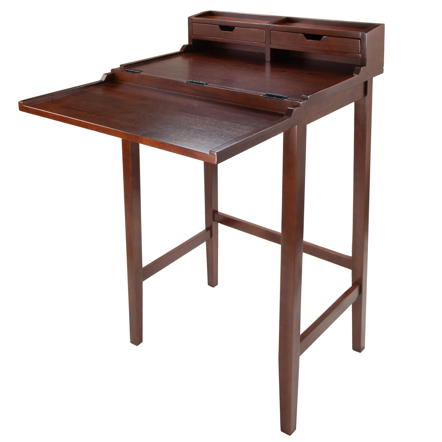 Brighton High Desk with 2 Drawers, Walnut