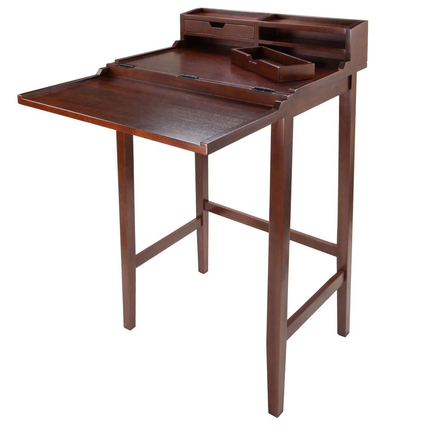 Brighton High Desk with 2 Drawers, Walnut