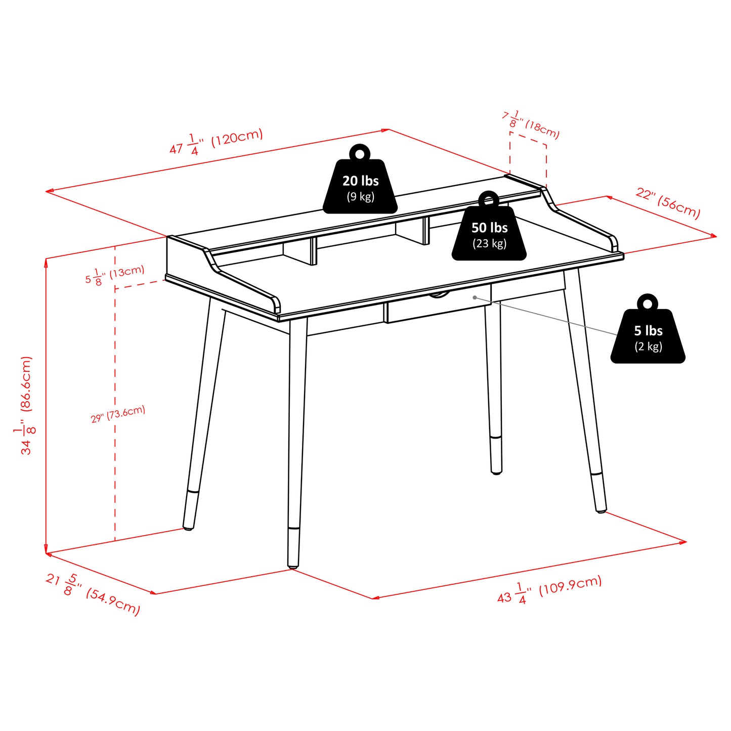 Sonja Writing Desk, Walnut