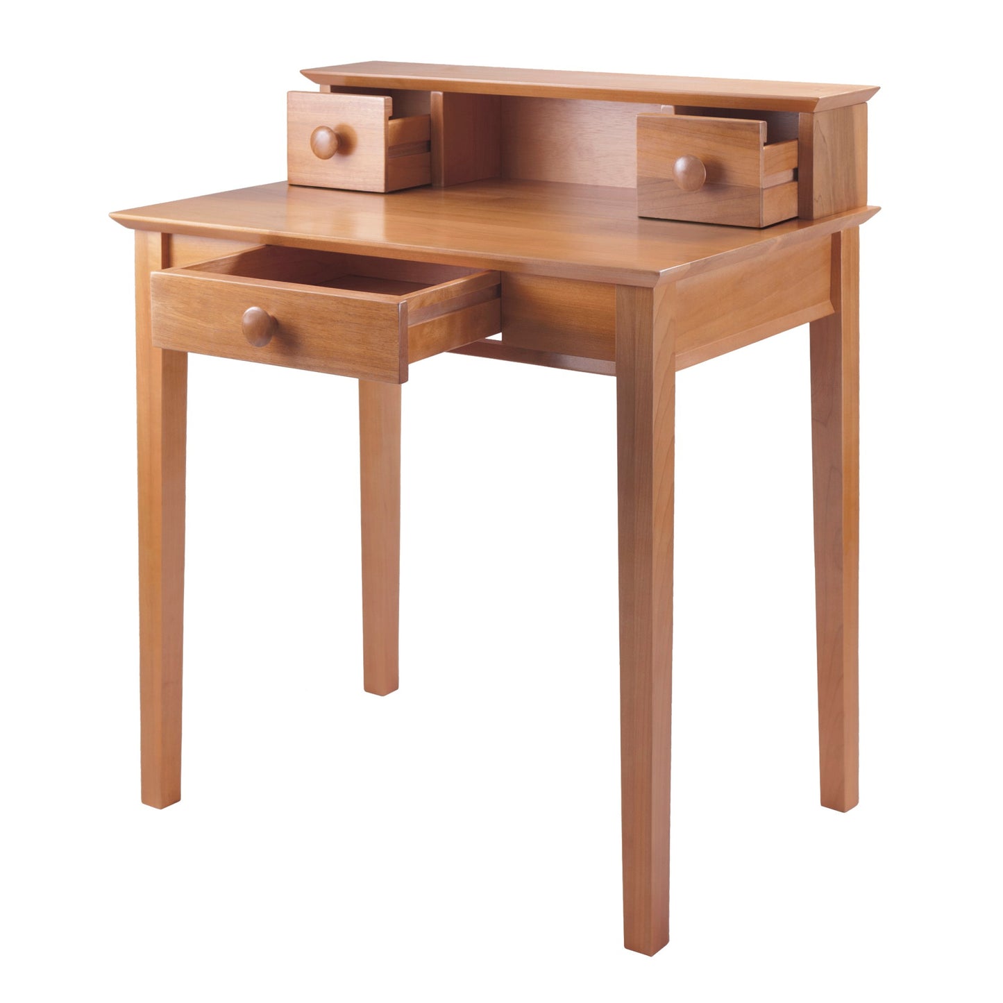 Studio Home Office Desk and Hutch, Honey Pine