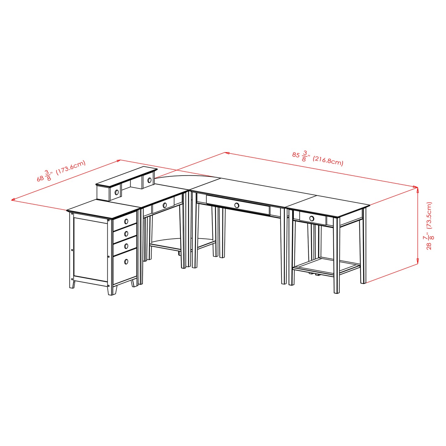 Studio Home Office 5-pc Set, Honey Pine